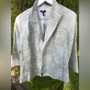 Eileen Fisher Silver Funnel Neck Jacket